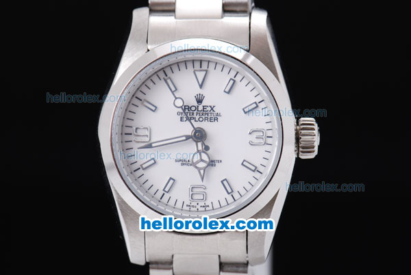 Rolex Explorer Automatic Movement Silver Case with White Dial-ladysize - Click Image to Close